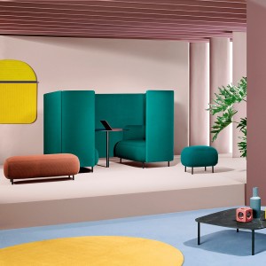 Pouf Buddy de Pedrali. Poufs tapizados de diseño. Poufs modernos para salón.