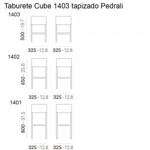 Taburete Cube Tapizado de Pedrali. Taburetes de diseño. Taburetes tapizados.
