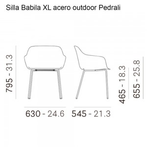 Sillón Babila XL Acero Putdoor de Pedrali. Sillones de exterior de diseño moderno.