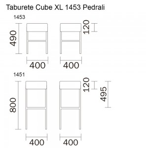 Taburete Cube XL 1453 de Pedrali. Taburetes de diseño. Taburetes para hotel.