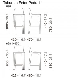Taburete Ester de Pedrali. Taburetes modernos para restaurantes y hoteles.