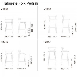 Taburete Folk de Pedrali. Taburetes de diseño. Taburetes alto modernos.