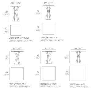 Mesa Vertex Cuadrada con Luces Led y Tablero en Resina Termoestable