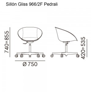 Sillón Gliss 966/2 de Pedrali. Sillas de diseño. Sillas giratorias con ruedas.