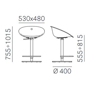 Taburete Gliss 970 de Pedrali. Taburetes de diseño. Taburetes giratorios.