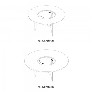Mesa Universe Ring de Bontempi. Mesa con sobre giratorio de diseño italiano.