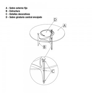 Mesa Universe Ring de Bontempi. Mesa con sobre giratorio de diseño italiano.