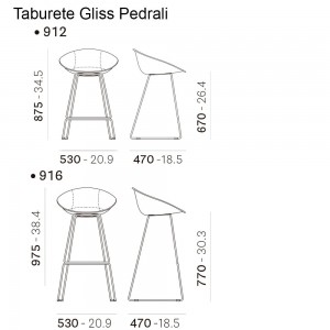 Taburete Gliss 912 de Pedrali. Taburetes de cocina. Taburetes modernos.