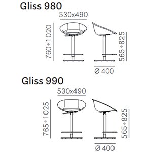 Taburete Gliss 980 de Pedrali. Taburetes de diseño. Taburetes modernos.