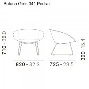 Butaca Gliss 341 de Pedrali. Butacas de diseño. Butacas tapizadas modernas.
