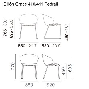Sillón Grace 410/411 de Pedrali. Sillas de diseño. Sillas de cocina y comedor.