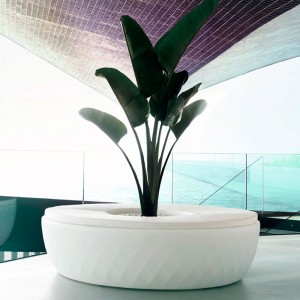 Macetero Banco Isla Vases con Tejido Náutico y Sistema de Autorriego