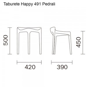 Taburete Happy 491 de Pedrali. Taburetes de diseño. Taburetes de jardín.