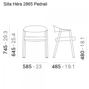 Sillón Héra 2865 de Pedrali. Sillas de diseño de madera con asiento tapizado.