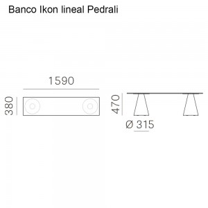 Banco Ikon lineal de Pedrali. Bancos de diseño italiano. Bancos modernos.