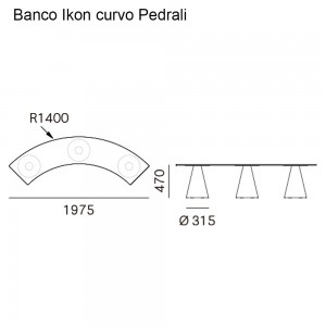Banco Ikon Curvo de Pedrali. Bancos de diseño. Bancos para exteriores.