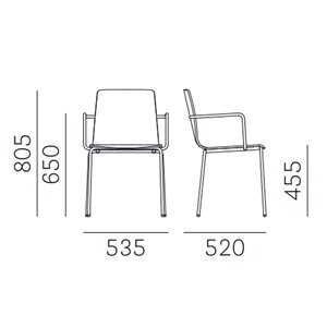 Sillón Inga 5664 de Pedrali. Sillones de diseño. Sillas tapizadas con brazos.