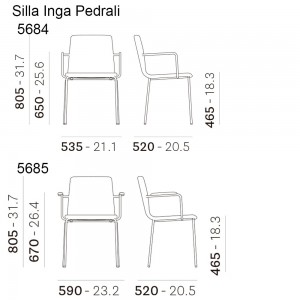 Sillón Inga 5684 de Pedrali. Sillones de diseño. Sillas tapizadas con resposabrazos.
