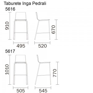 Taburete Inga de Pedrali. Taburetes de diseño italiano. Taburetes modernos.