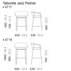 Taburete Jazz de Pedrali. Taburetes de diseño. Taburetes moderno contract.