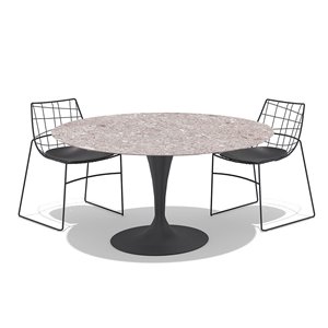 Mesa de exterior flute elliptical de Sovet. Mesas outdoor con sobre de cerámica.