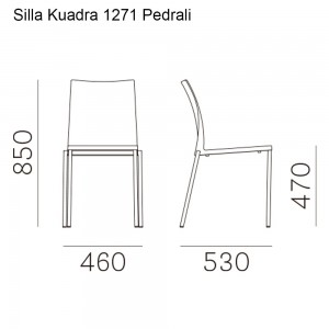 Silla Kuadra 1271 de Pedrali. Sillas de diseño. Sillas modernas apilables.
