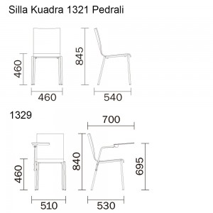 Silla Kuadra 1321 de Pedrali. Sillas de diseño. Sillas modernas contract.