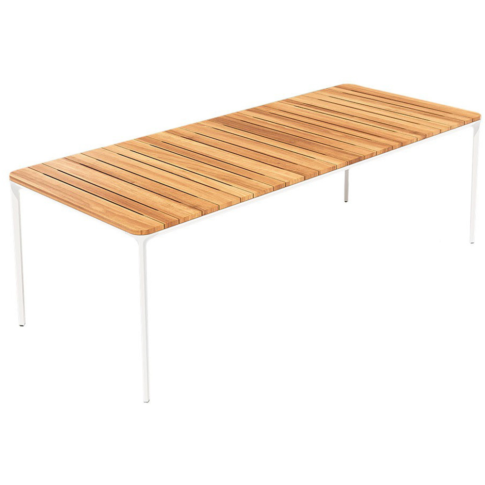 Mesa de exterior slim de Sovet con tapa de cerámica. Mesas de comedor outdoor.