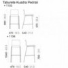 Taburete Kuadra 1132/1136 de Pedrali. Taburetes de diseño. Taburetes tapizados.