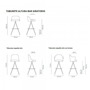 Taburete bar de diseño Aleta para espacios públicos de diseño Viccarbe.