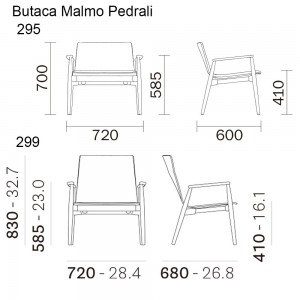 Butaca Malmo 295/299 de Pedrali. Butacas de diseño. Butacas de madera.
