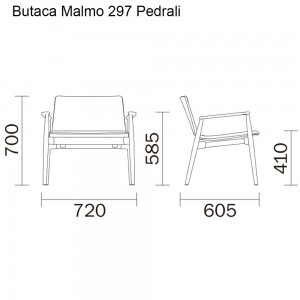 Butaca Malmo 297 de Pedrali. Butacas de diseño. Butacas tapizadas en cuero.