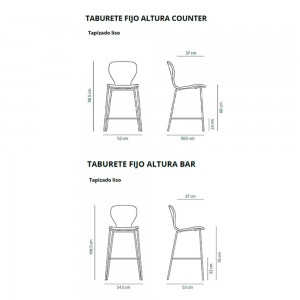 Taburete Ears fijo tapizado en base de acero de Viccarbe. Ideal para interiores.
