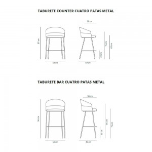 Taburete fijo Copa con patas metálicas de Viccarbe. Mobiliario de diseño.