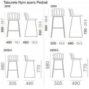 Taburete Nym 2858/2859 de Pedrali. Taburetes de diseño. Taburetes contract.