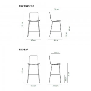 Taburete Fijo Klip de madera de Viccarbe. Mobilario para interiores. Base metal