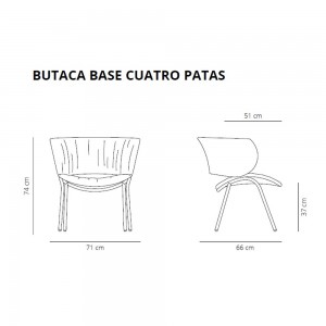 Butaca Funda con base metálica. Diseño ideal para espacios interiores.