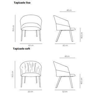 Butaca tapizada Copa patas madera de Viccarbe.  Mobiliario de diseño. 