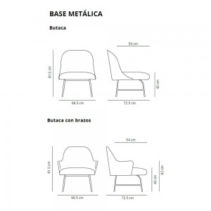 Butaca base metálica de diseño Aleta para espacios privados de Viccarbe.
