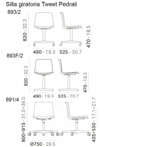 Silla giratoria Tweet 893/2 de Pedrali. Sillas de diseño. Sillas de oficina.
