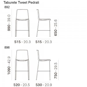 Taburete Tweet 892/896 de Pedrali. Taburetes de diseño. Taburetes contract.