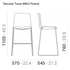 Taburete Tweet 899/2 de Pedrali. Taburetes de diseño. Taburetes tapizados.