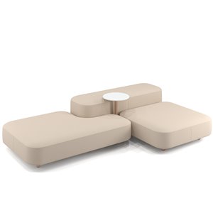 Conjunto de bancada y mesa Common de Viccarbe. Mobilario para contract.