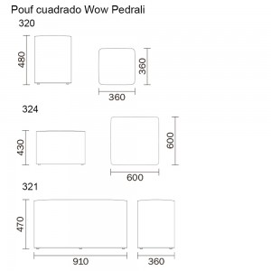 Pouf Wow 320/4/1 de Pedrali. Poufs de diseño. Poufs modernos contract.