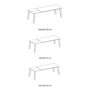 Mesa Kalua Extensible Cristal  de Ingenia. Mesas extensibles para comedor.
