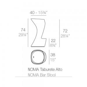 Taburete Noma High Lacado con Luz led en el Interior Vondom | Lluesma