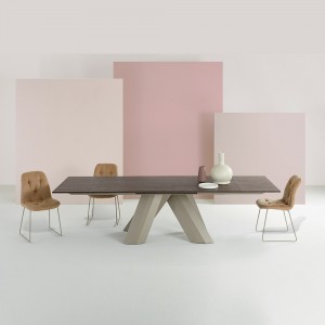 Mesa Twist Rectangular Melamina o Mármol de Ingenia. Mesas modernas para comedor.