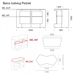 Barra Iceberg de Pedrali. Barras de diseño. Barras de bara paa exterior.