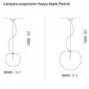 Lámpara suspensión Happy Apple de Pedrali. Lámparas de diseño. Luminarias LED.