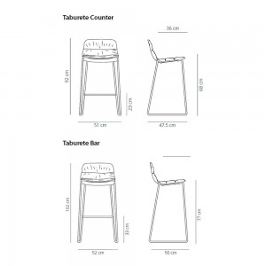 Taburete Maarten con tapizado soft. Mobilario moderno ideal para exteriores.